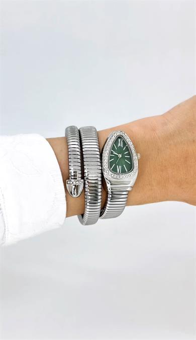 Silver Yeşil Kadranlı Yılan Model Saat