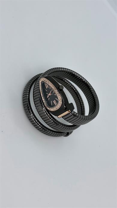 Siyah/ Rose Yılan Model Saat