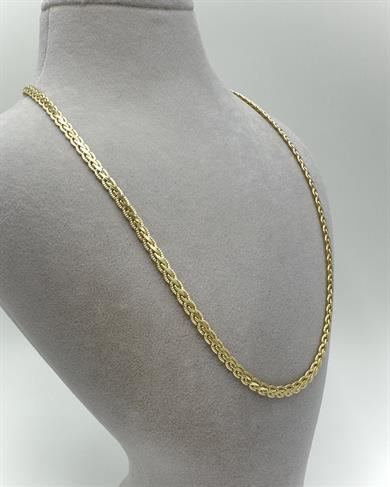 Vip 14 K Altın Kaplama Dokulu Zincir Kolye 50cm