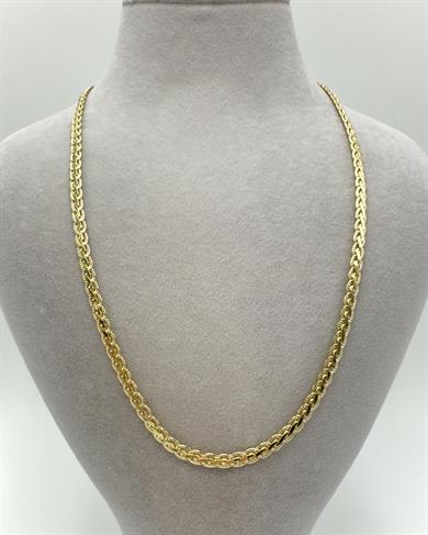 Vip 14 K Altın Kaplama Dokulu Zincir Kolye 50cm