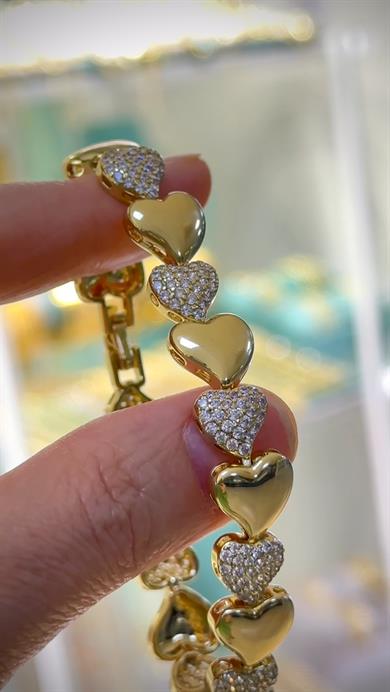 Vip 14 K Altın Kaplama Kalpli Kolye Ve Bileklik ( Kombin parçalarını tek tek seçip sepete ekleyiniz ) 