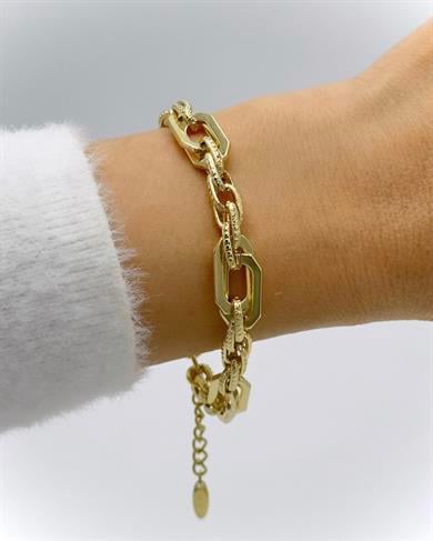 Vip 14 K Altın Kaplama Kare Oval  Hallow Bileklik