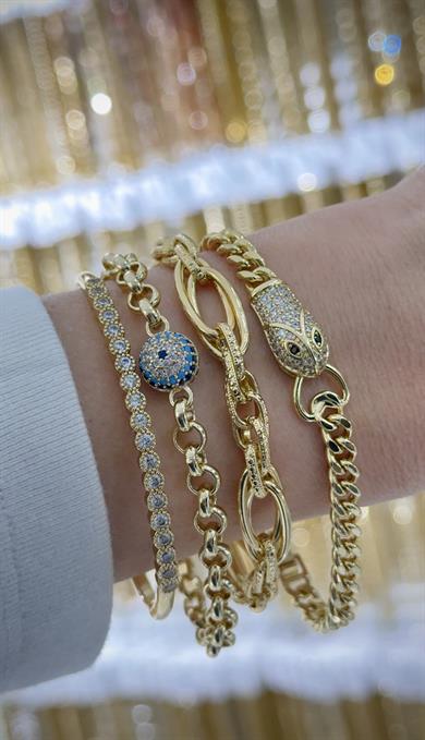 Vip 14 K  Altın Kaplama Suyolu  Kelepçeli Kombin Set Bileklik