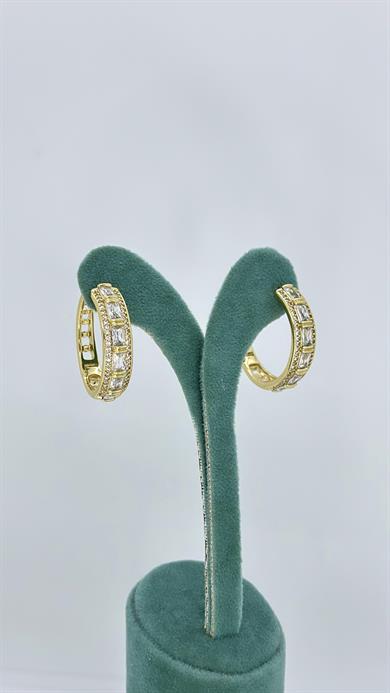 Vip 14 K Baget Taşlı Halka Küpe