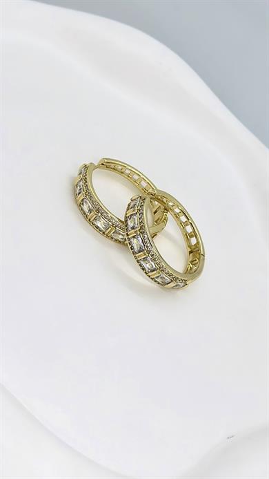 Vip 14 K Baget Taşlı Halka Küpe