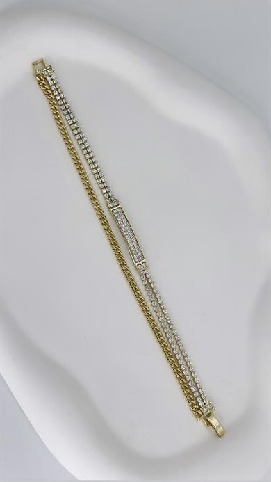 Vip 14 K Çiftli Zincir Su Yolu Bileklik