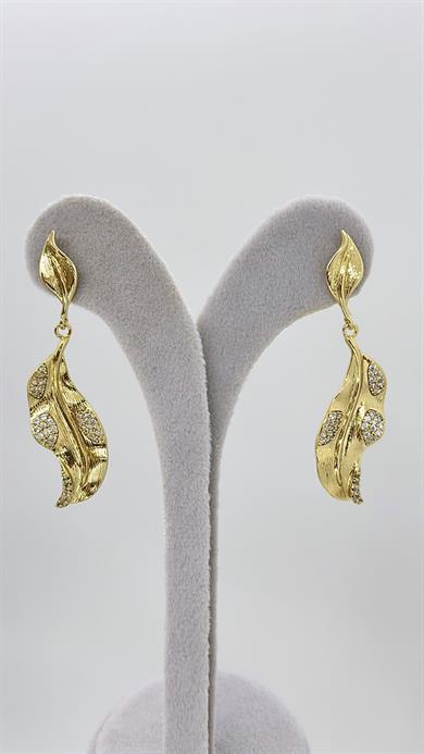 Vip 14 K İnce Detaylı Yaprak Küpe