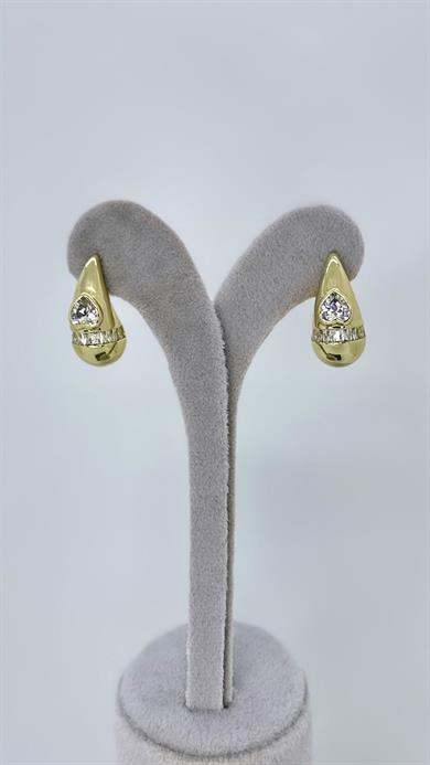 Vip 14 K Kalp Taşlı Detay Küpe