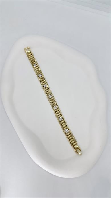 Vip 14 K Kare Taşlı Gemici Merdiveni Bileklik