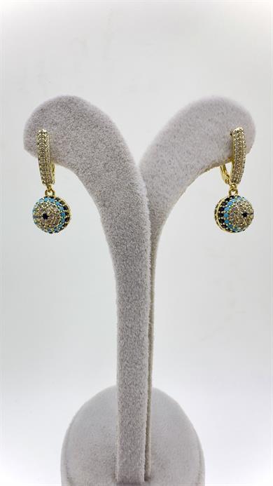 Vip 14 K Nazar Boncuklu Top Küpe