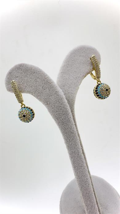 Vip 14 K Nazar Boncuklu Top Küpe