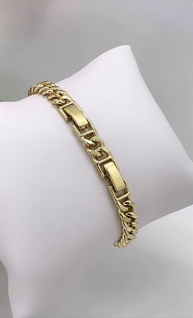Vip 14 K Ortası Taş Detaylı Zincir Bileklik