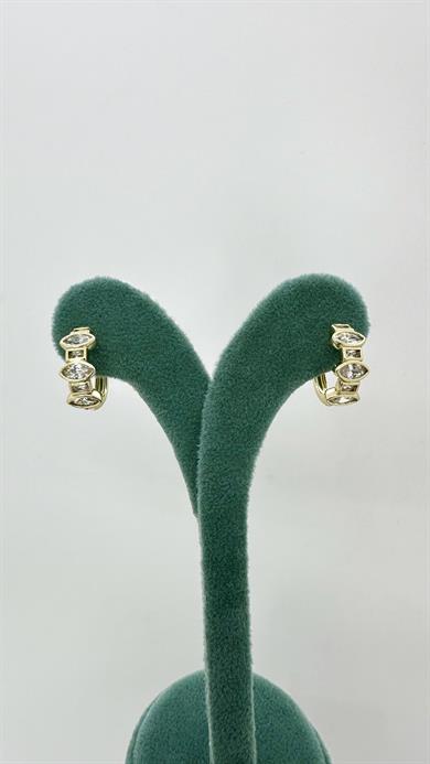 Vip 14 K Oval Taşlı Halka Küpe