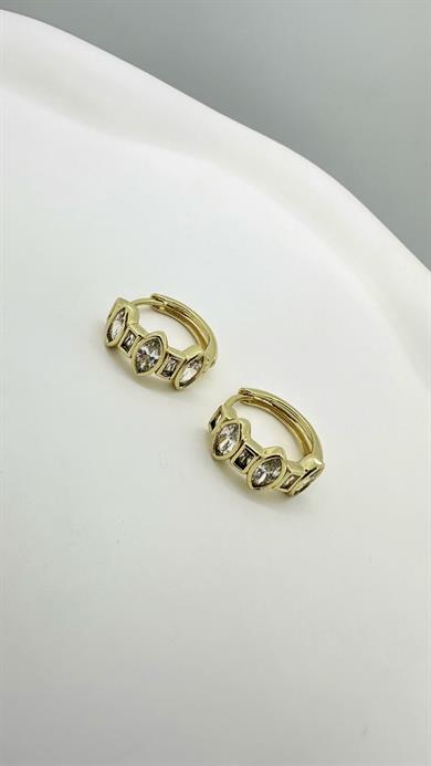 Vip 14 K Oval Taşlı Halka Küpe