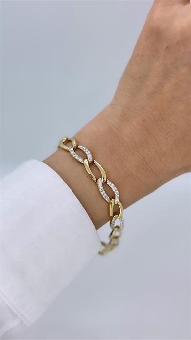 Vip 14 K Oval Taşlı Samanyolu Bileklik