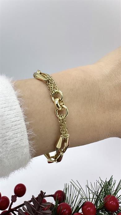 Vip 14 K Altın Kaplama Paperclip Model Bileklik