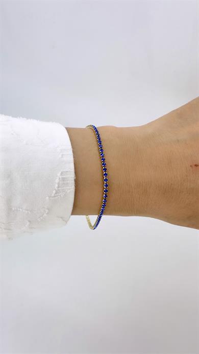 Vip 14 K Saks Mavisi Suyolu Bileklik