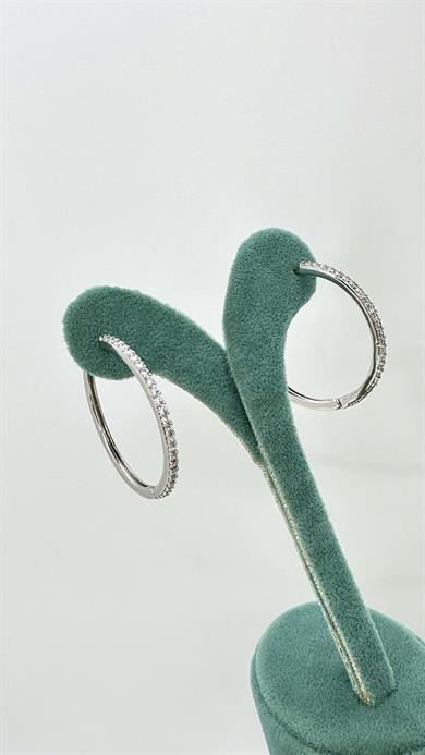 Vip 14 K Silver Taşlı Halka Küpe