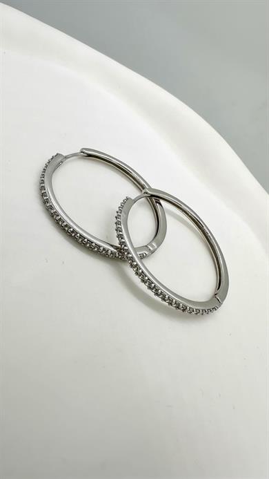 Vip 14 K Silver Taşlı Halka Küpe