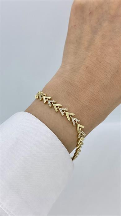 Vip 14 K Taşlı Balık Sırtı Bileklik