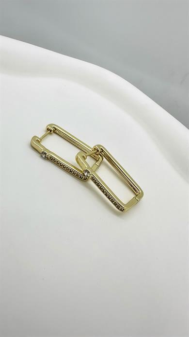Vip 14 K Taşlı Dikdörtden Küpe