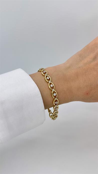 Vip 14 K Taşlı Oval Damla Model Bileklik