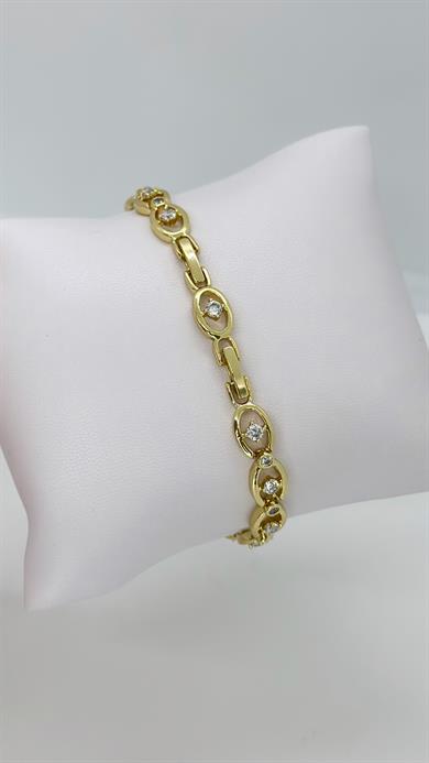 Vip 14 K Taşlı Oval Damla Model Bileklik
