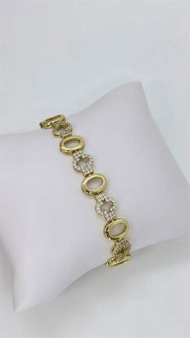 Vip 14 K Taşlı Oval Halkalı  Bileklik