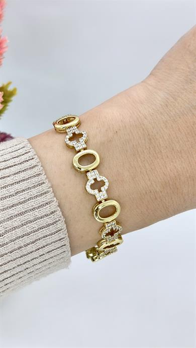 Vip 14 K Taşlı Oval Halkalı  Bileklik
