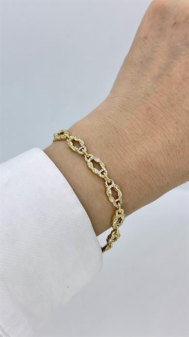 Vip 14 K Taşlı Oval Örğü Bileklik