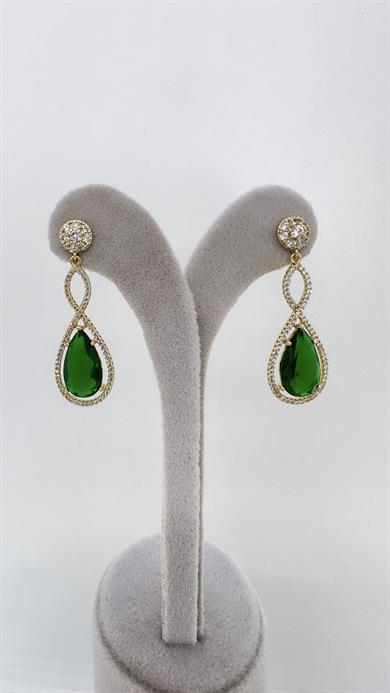 Vip 14 K Yeşil Sallantılı Küpe