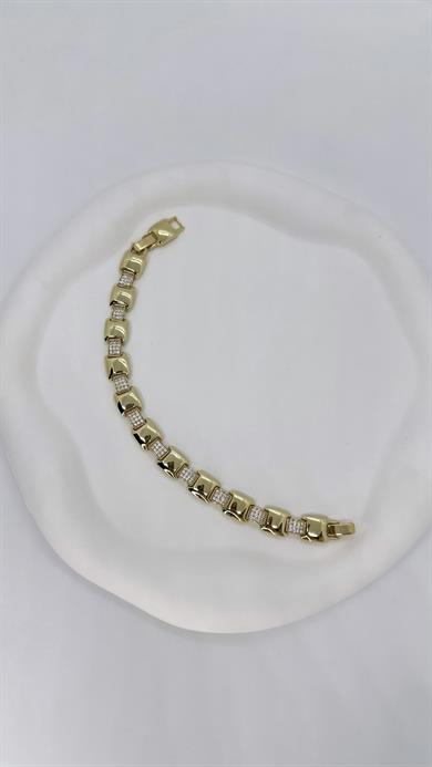 Vip 14 K Zirkon Taş Bağlantılı Kare Detaylı Bileklik