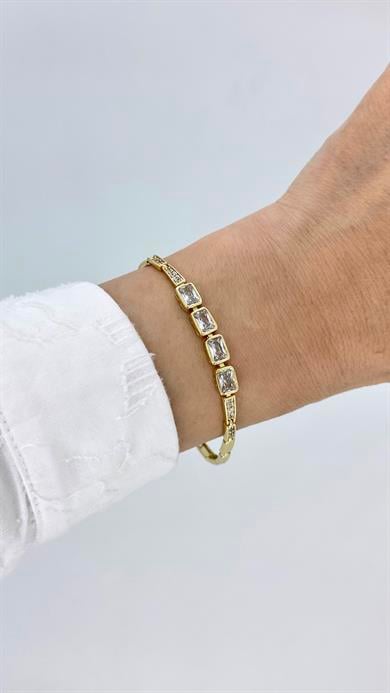 Vip 14 K Zirkon Taşlı Kare Bileklik