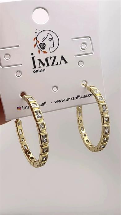 Vip Gold Kare Bağet Taşlı Küpe