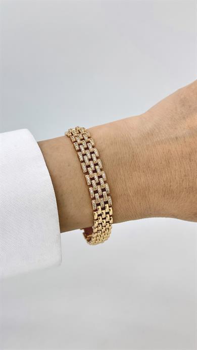 Vip Gold Rose Taşlı Rolex Bileklik