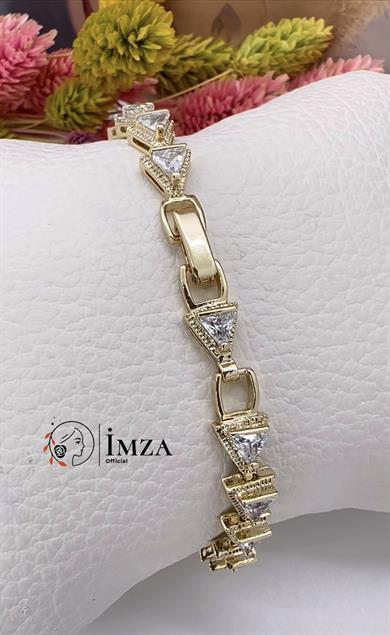 Vip Gold Üçgen Taşlıl Bileklik