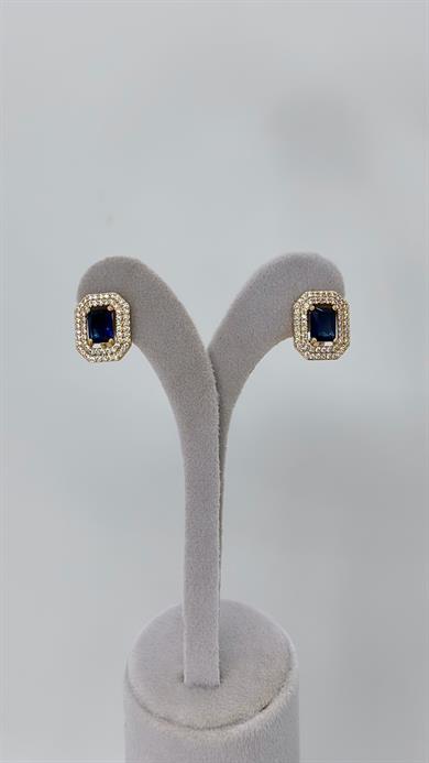 Vip Lacivert Taşlı  Bağet Küpe