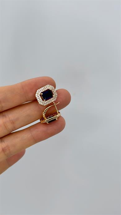 Vip Lacivert Taşlı  Bağet Küpe