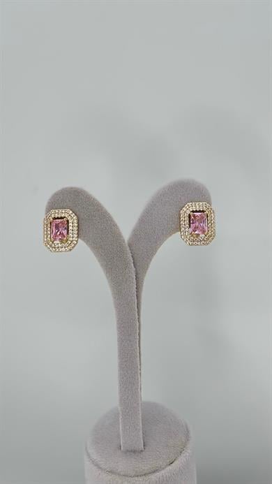 Vip Pembe Taşlı  Bağet Küpe