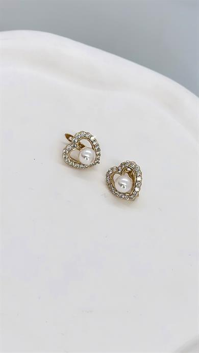 Vip Rose Gold Kalpli İnci Küpe