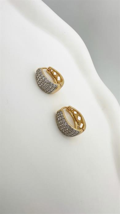 Vip Rose Oval Taşlı Küpe