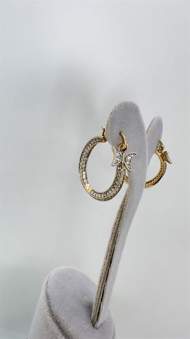 Vip Rose Taşlı Halka Küpe