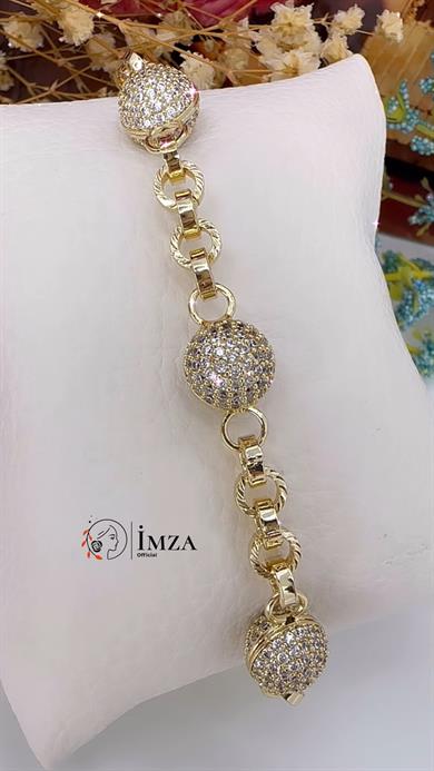 Vip Seri Beyaz  Top Taşlı Bileklik