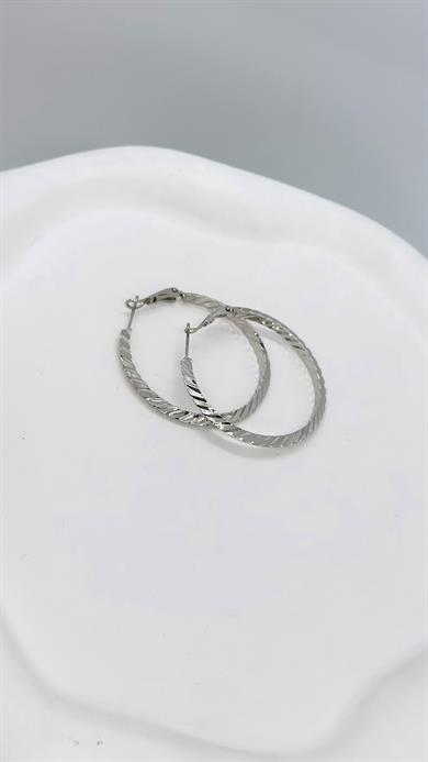 Vip Silver Büyük Kesme Halka Küpe