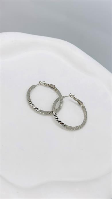 Vip Silver Kesme Model Halka Küpe