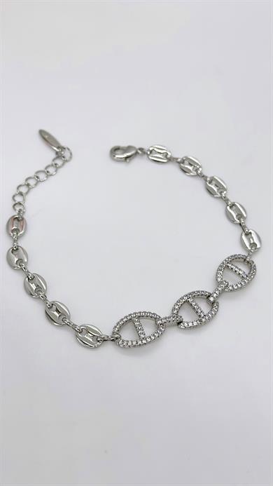 Vip Silver Oval Taşlı Bileklik