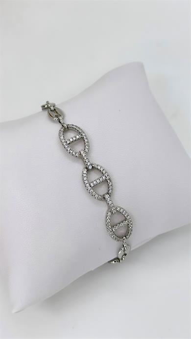 Vip Silver Oval Taşlı Bileklik