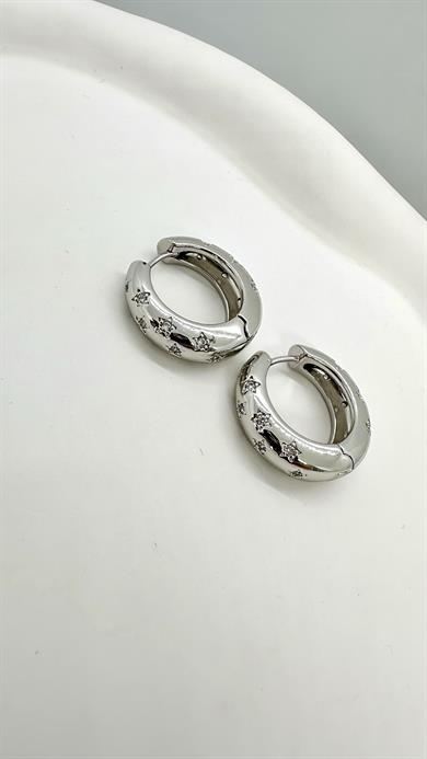 Vip Silver Taşlı Halka Küpe