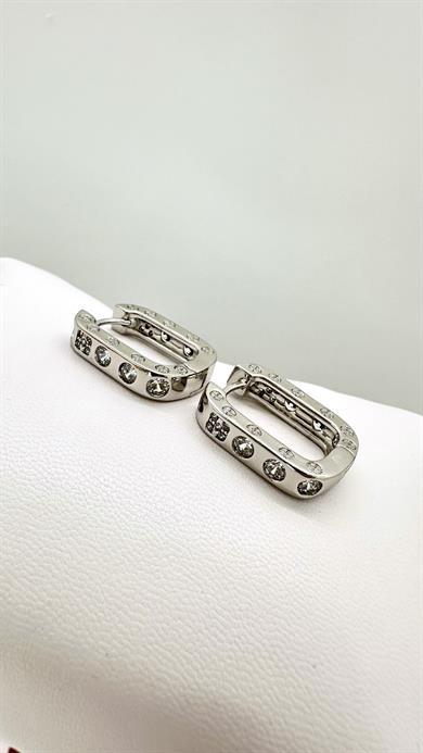 Vip Silver Taşlı Köşeli Küpe