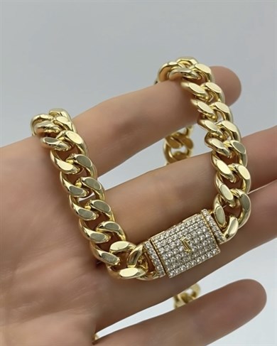 Vip14 K Altın Kaplama Taşsız S& Kalın Gurmet Kolye
